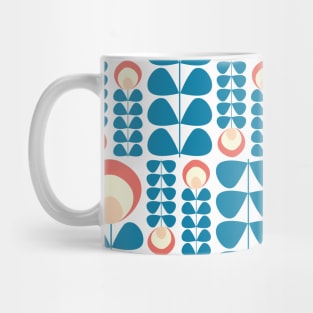 Mid Mod Flowers Pattern in Blue, Coral, Yellow Mug